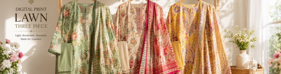 Digital Printed Three Piece Lawn – নতুন কালেকশন এখন | Trativaa