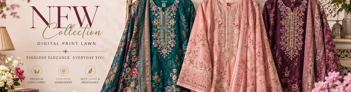 Pakistani Inspired Lawn Collection – নতুন সিজনাল কালেকশন | Trativaa