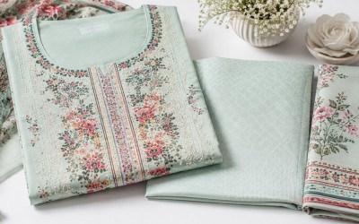 Jamjam Swiss Cotton Three Piece – সেরা কটন থ্রি পিস | Trativaa
