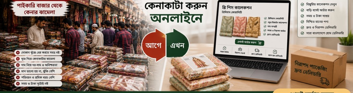 ঢাকা ও চট্টগ্রামে থ্রি পিস পাইকারি বাজার — অনলাইনেই পাইকারি সুবিধা | Trativaa