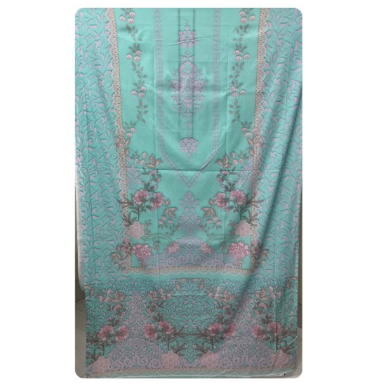 Zam Zam 3 Piece – Aqua Blossom Digital Print Cotton Fabric