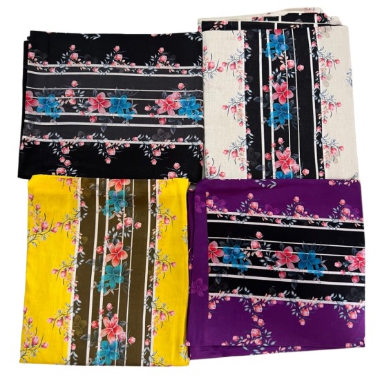 Zam Zam – Black & White Bloom Designer Cotton Fabric