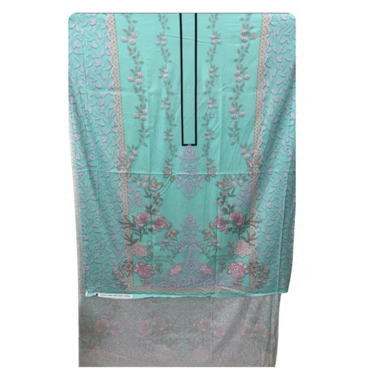 Zam Zam 3 Piece – Aqua Blossom Digital Print Cotton Fabric