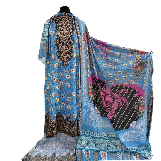 Zam Zam 3 Piece Sky Blossom Digital Print Cotton Fabric 100 Pure Zam Zam 3 Piece Sky Blossom Digital Print Cotton Fabric 100 Pure