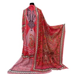 Zam Zam 3 Piece – Crimson Elegance Digital Print