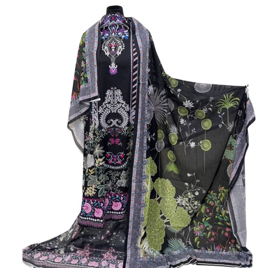 Zam Zam 3 piece – Noir Garden Digital Print Cotton Fabric