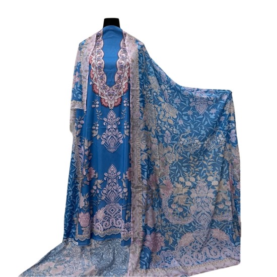 Zam Zam 3 Piece – Sky Bloom Digital Print Cotton Fabric