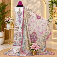 Ivory Rose Elegance Digital Print Three Piece | TV-D045