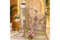 Golden Beige Floral Elegance Digital Print Three Piece | TV-D046