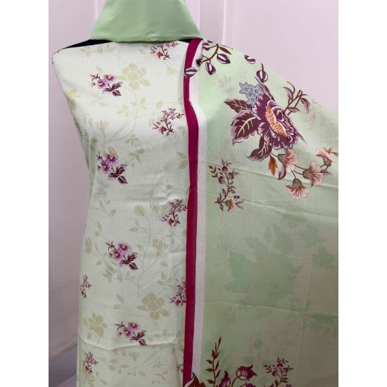 Golden Blossom Digital Print Three Piece | TV-D044