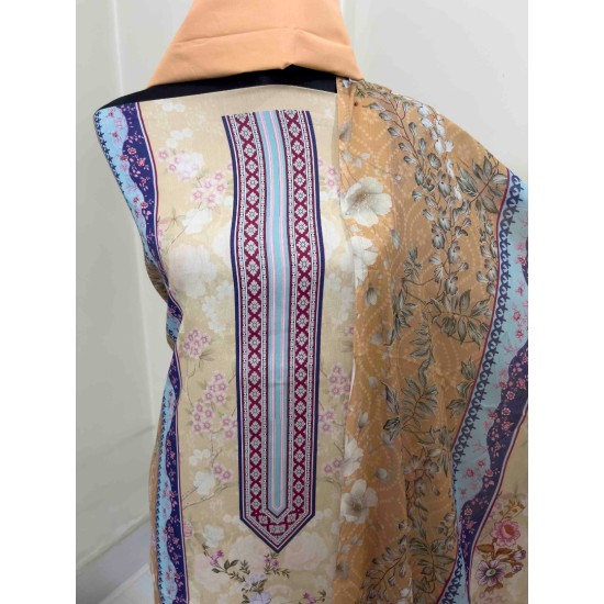 Golden Blossom Digital Print Three Piece | TV-D043