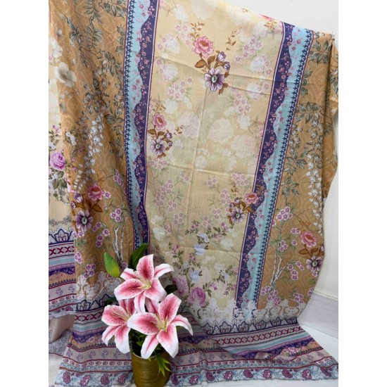 Golden Blossom Digital Print Three Piece | TV-D043