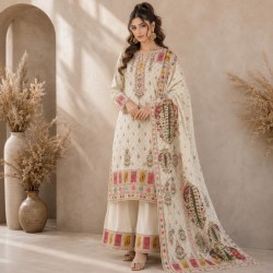 Ivory Paisley Lawn 3 Piece – Trativaa TV-D002