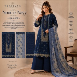Noor-e-Navy Premium Cotton Lawn 3 Piece