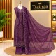 Plum Purple Embroidered Georgette Three Piece – প্লাম পার্পল জর্জেট থ্রি পিস