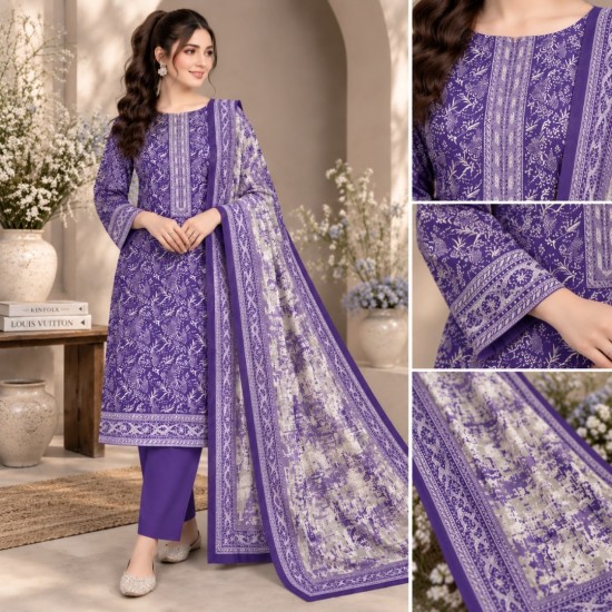 Trativaa Digital Print TV-D018 – Premium Cotton 3-Piece Dress