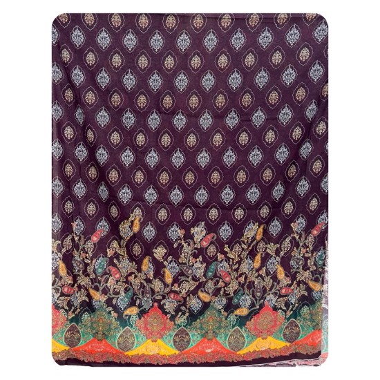 Zam Zam 3 Piece – Royal Plum Digital Print Cotton Fabric