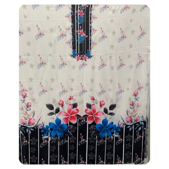 Zam Zam – Black & White Bloom Designer Cotton Fabric